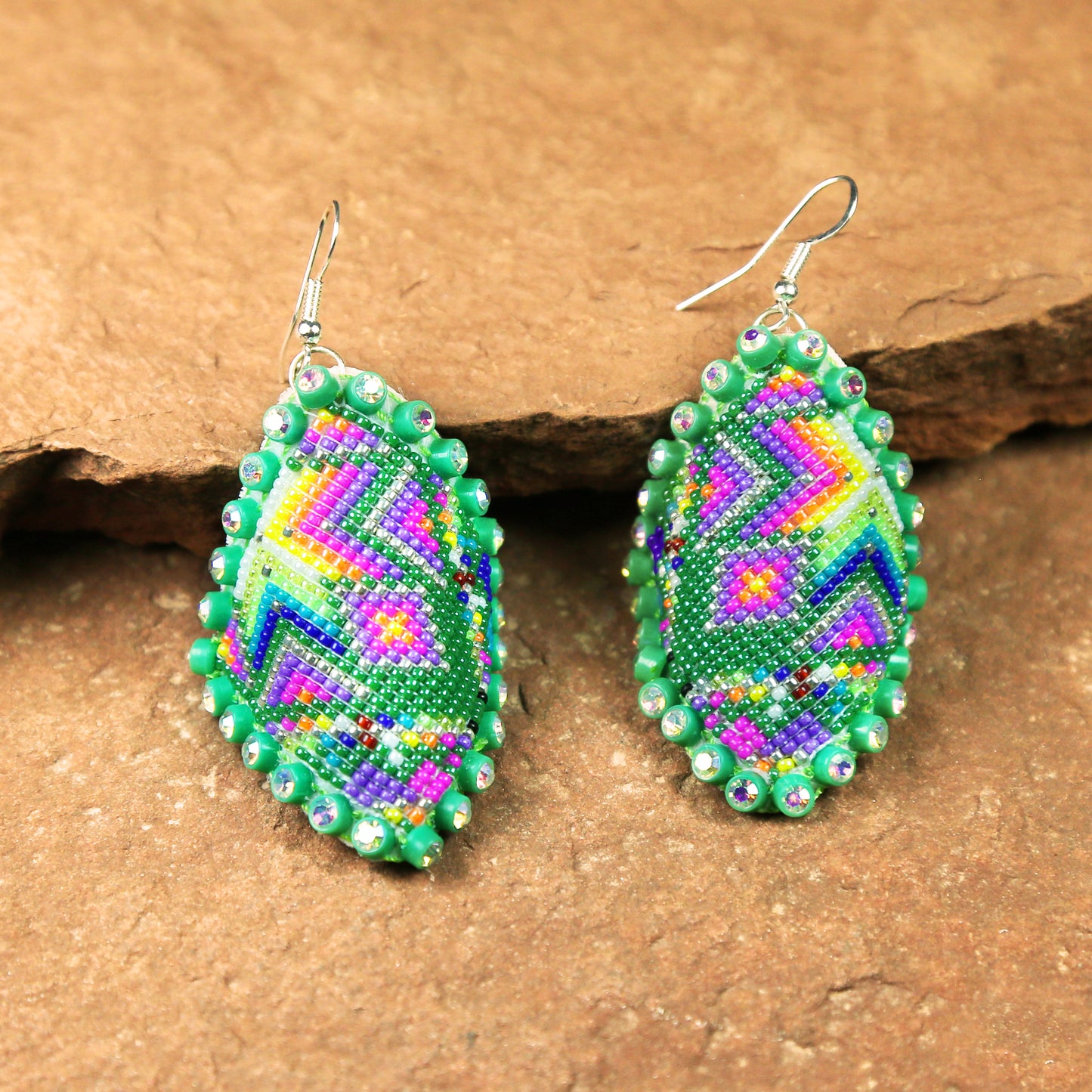 Diamond Shape Beaded Earrings