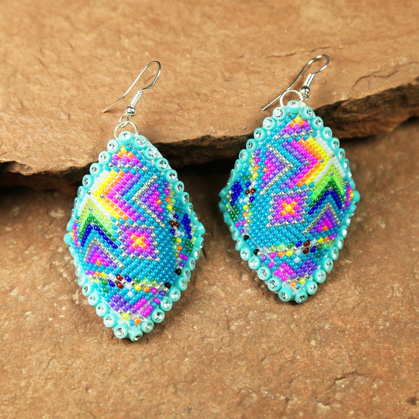 Diamond Shape Beaded Earrings