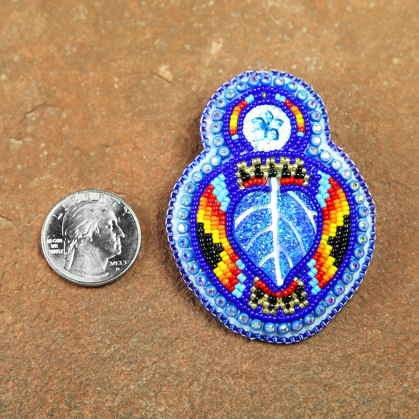 Large Blue Beaded Bling Post Earrings