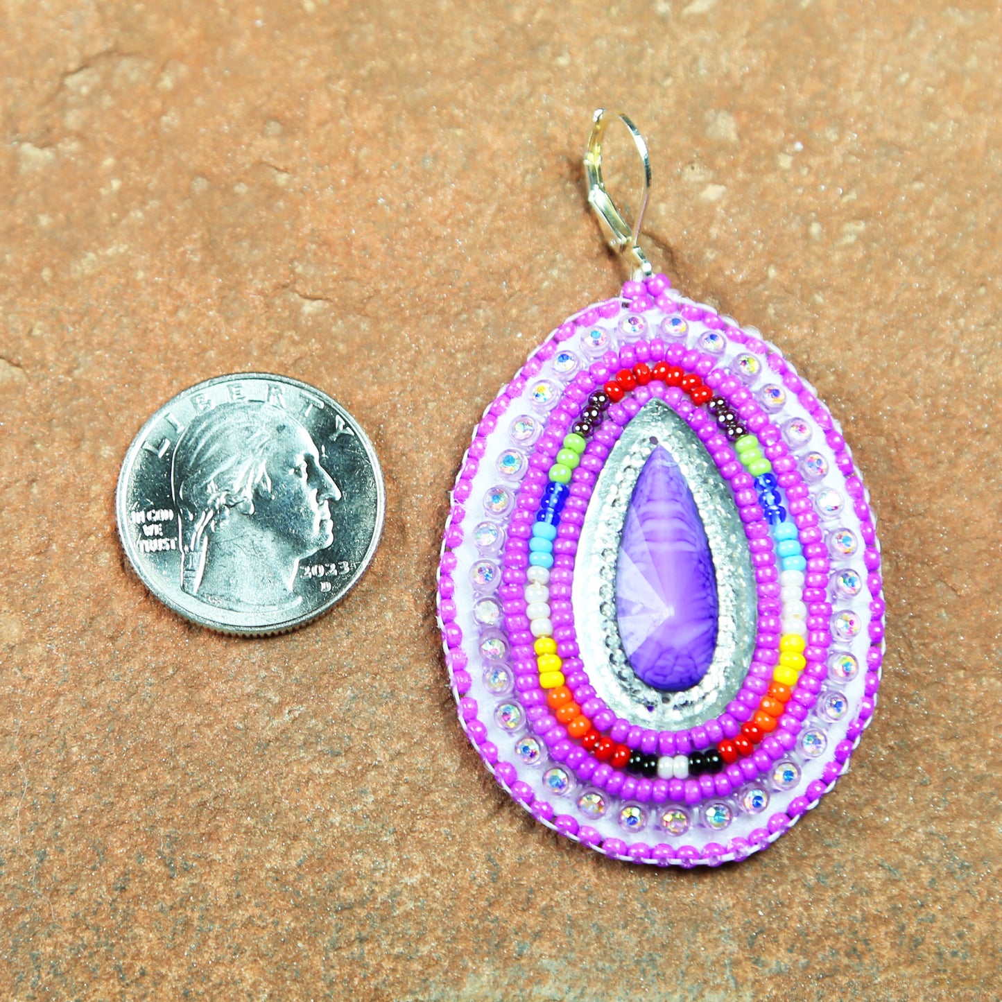 Large Purple Oval Earrings
