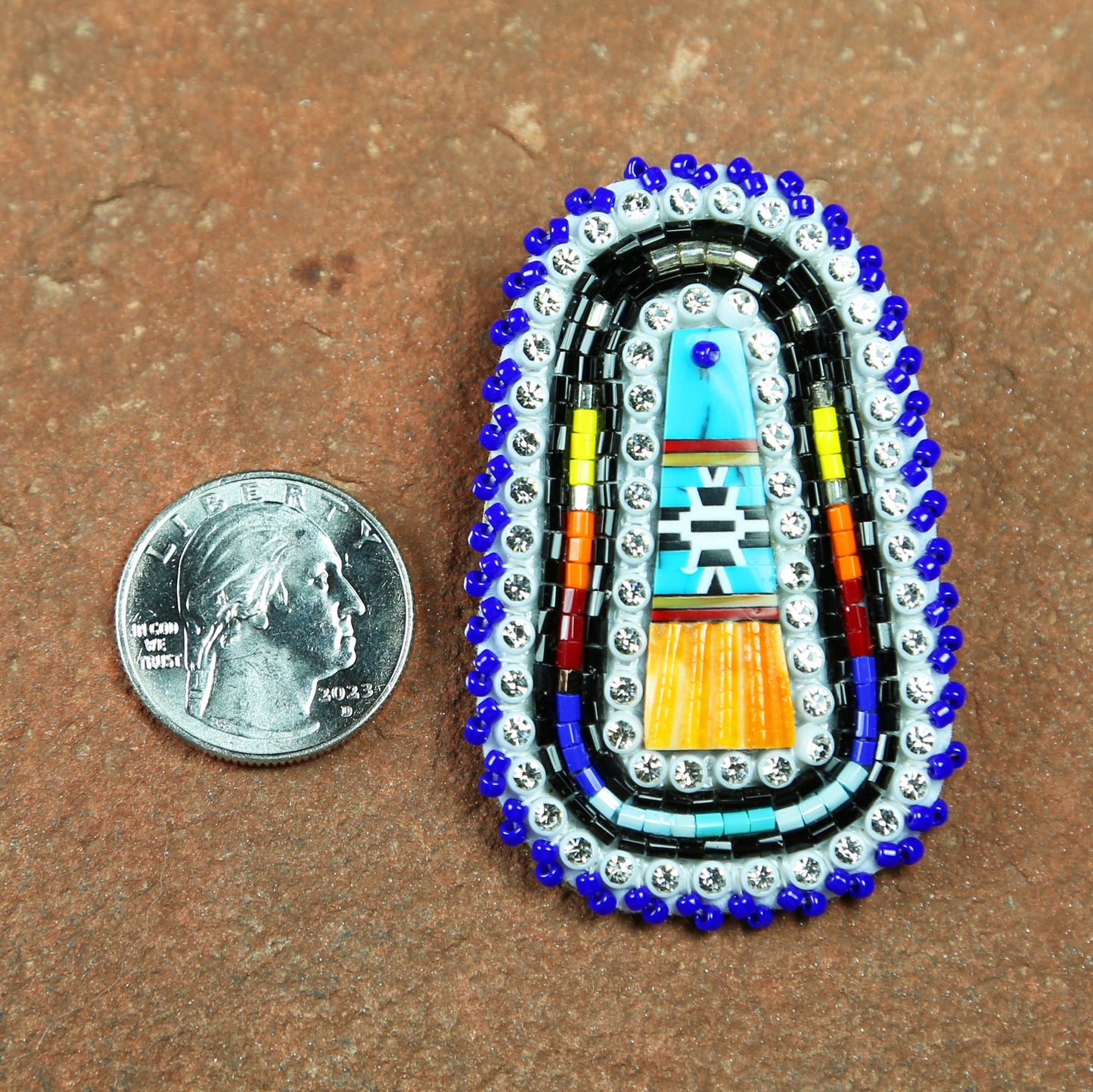 Large Blue Beaded Bling Earrings