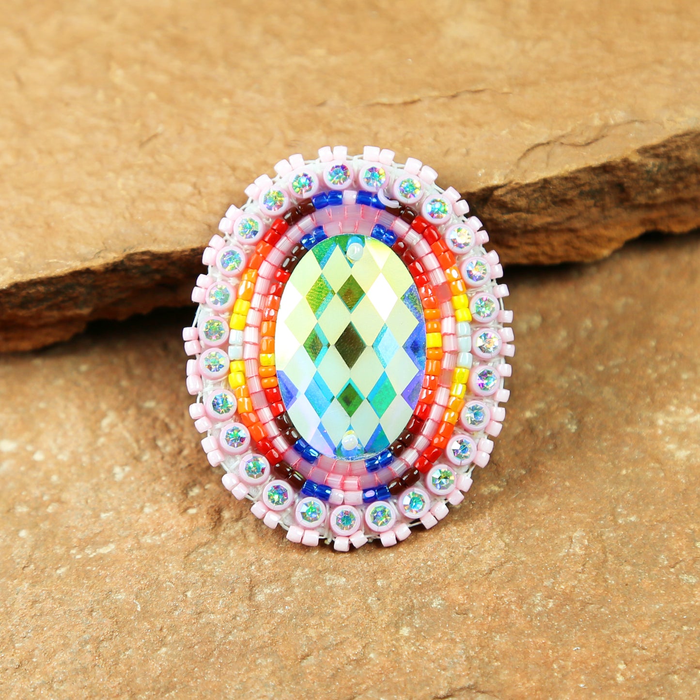 Pink Opal Beaded Ring