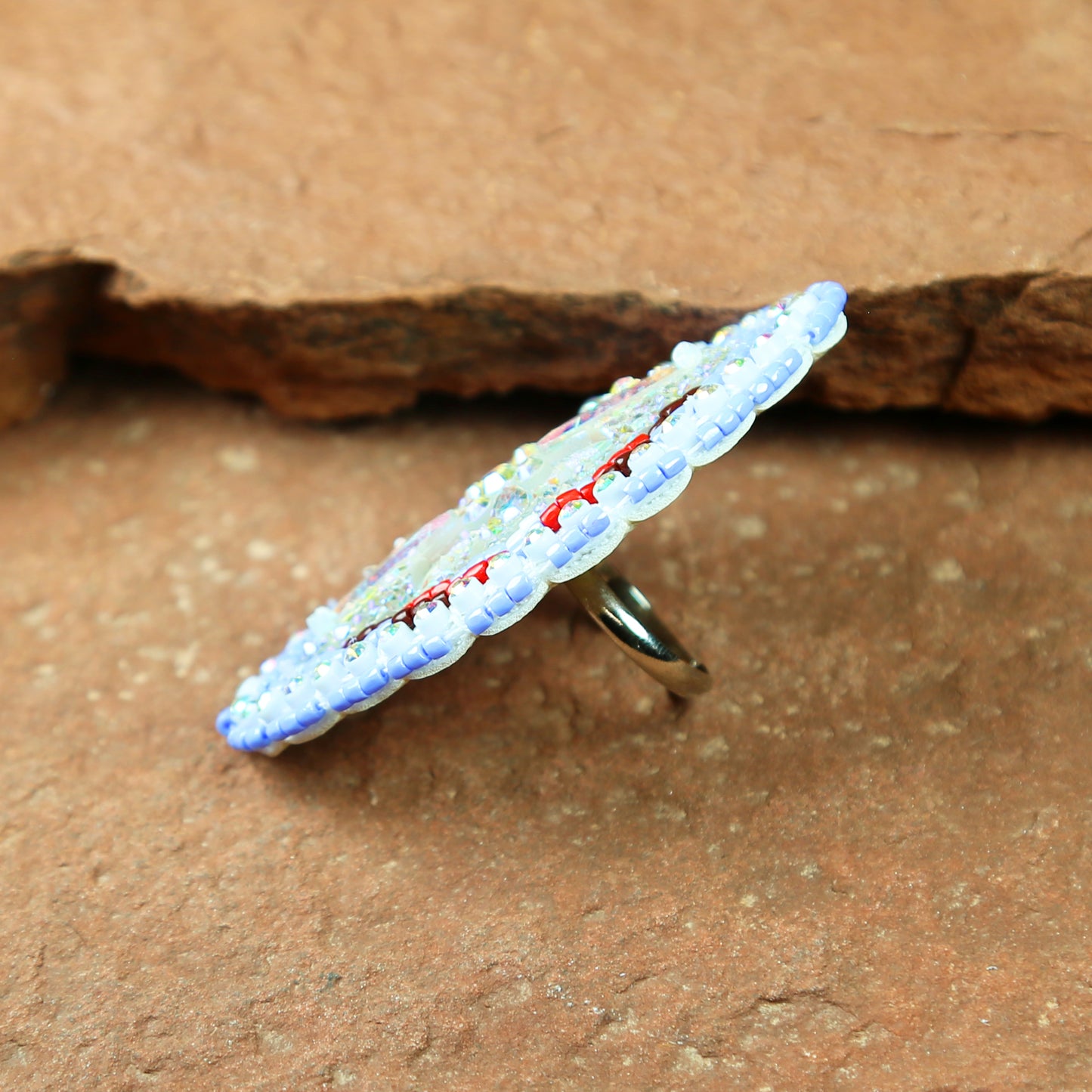 Baby Blue Beaded Ring