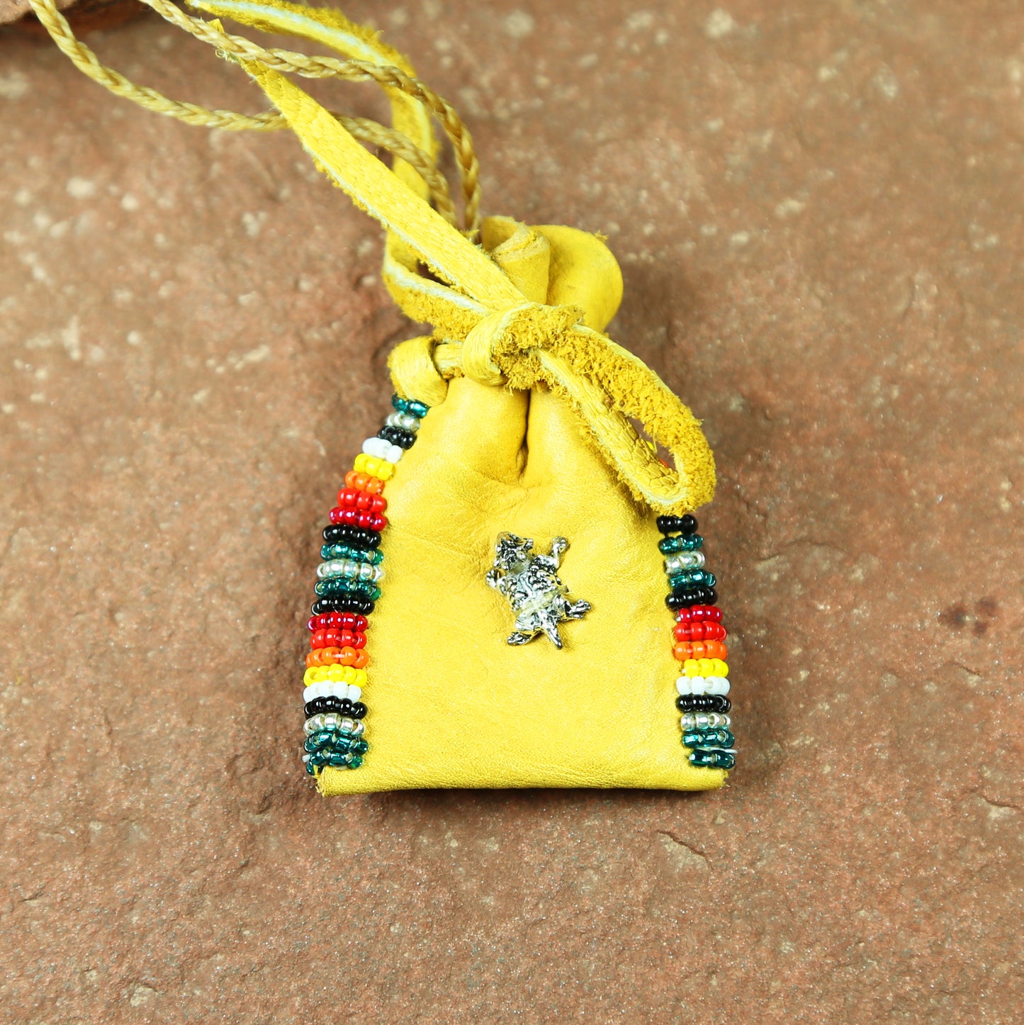Small Beaded Leather Pouch